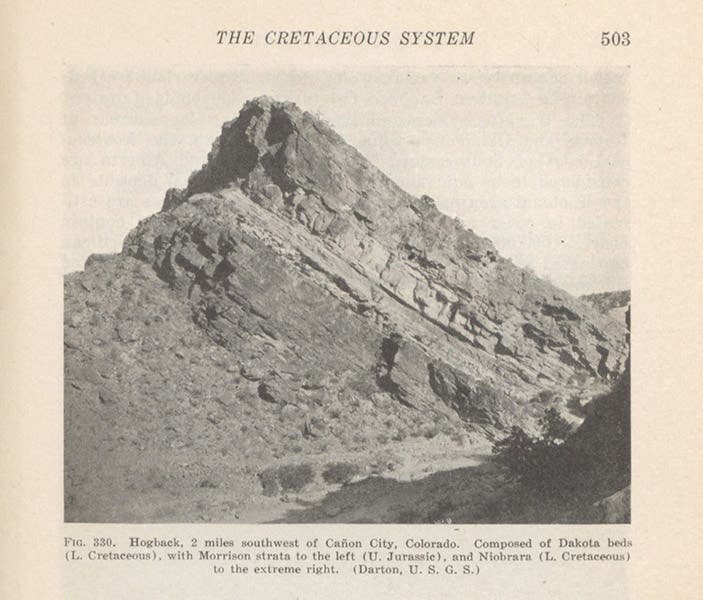 Hogback formation, Cañon City, Colo., U.S. Geological Survey, photograph, in The New Geology, by George McCready Price, p. 503, 1923 (Linda Hall Library)