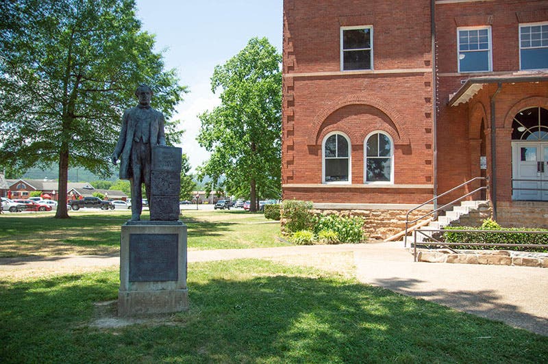 Statue of William Jennings Bryan on the courthouse lawn, Dayton, Tennessee (bryan.edu)