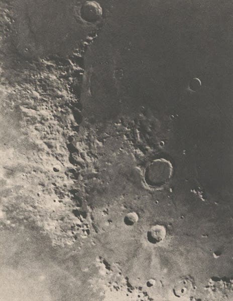 Photograph of the lunar Apennines taken at the Lick Observatory, heliogravure in Ladislaus Weinek, "Selenographical Studies,” Publications of the Lick Observatory, vol. 3, 1894 (Linda Hall Library)