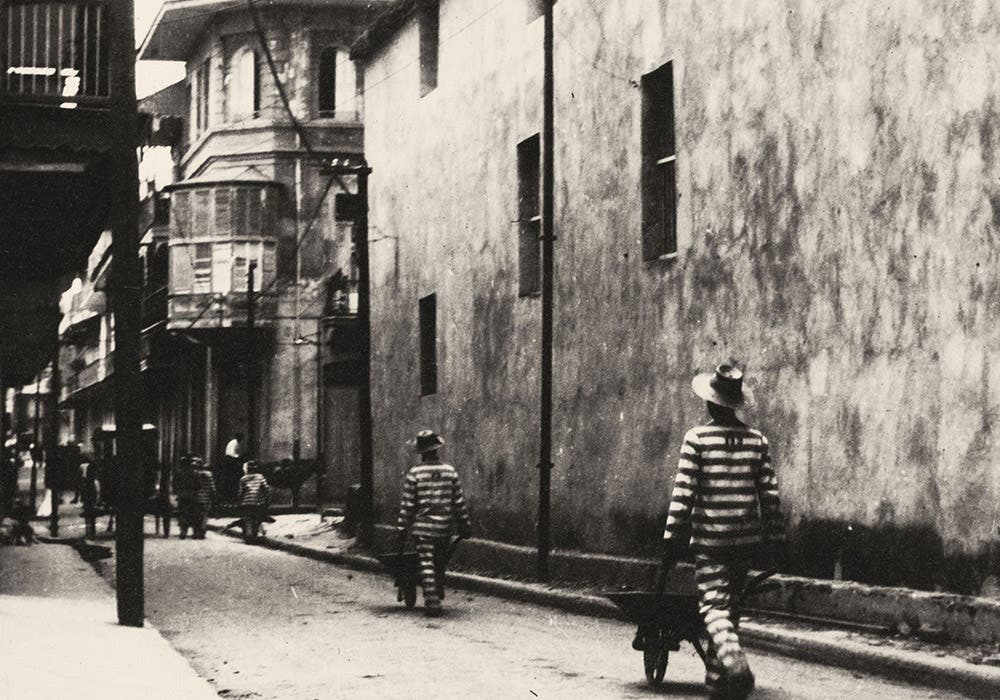 Prisoners at work in Panama City. 
View in Digital Collection »