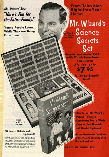 An advertisement for a Mr. Wizard science set, marketed in the 1950s (americanhistory.si.edu)