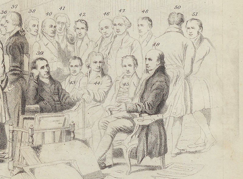 Charles Stanhope (no. 49) and other British scientists, detail of “Men of Science Living in 1807-8,” frontispiece engraving by William Walker, Jr., in his Memoirs of the Distinguished Men of Science of Great Britain Living in the Years 1807-8, 1862 (author’s collection)