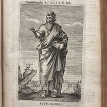 Imagined portrait of Pythagoras of Samos, engraving in The History of Philosophy, by Thomas Stanley, 1687 (Linda Hall Library)