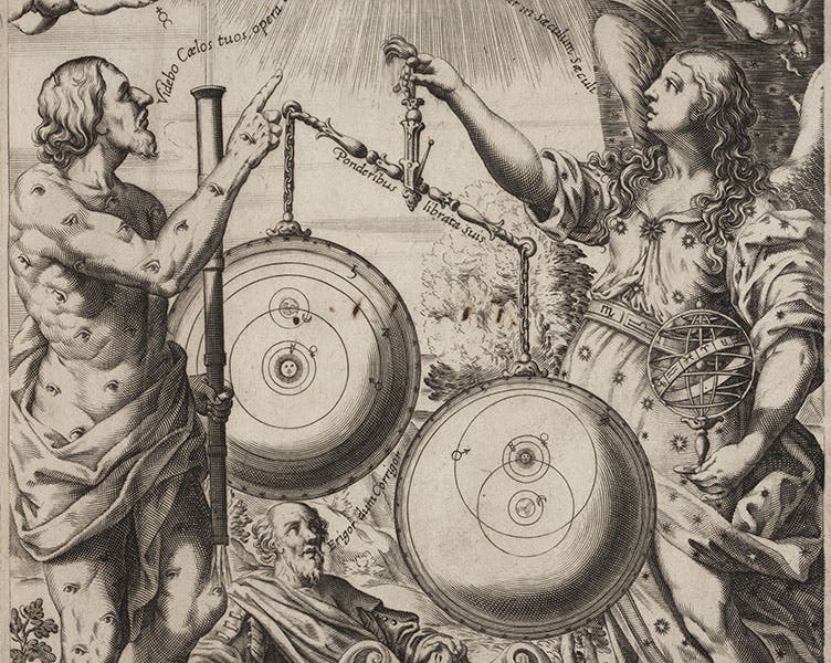 Argus, Astraea, and the weighing of world systems, detail of the center of the second image (Linda Hall Library)