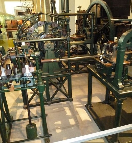 Five of the machines from the Portsmouth Block Mills, designed and built by Henry Maudslay, on display in the Science Museum, London (Calculating blog on Wordpress.com)