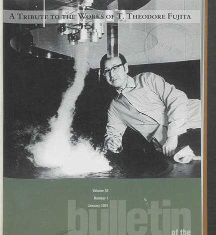 Cover of the January 2001 issue of the <i>Bulletin of the American Meteorological Society</i>, with a photo of Tetsuya Fujiki (Linda Hall Library)
