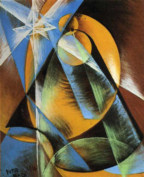 Planet Mercury Passing in Front of the Sun, by Giacomo Balla, oil on canvas, 1914, present location unknown (wikiart.org)