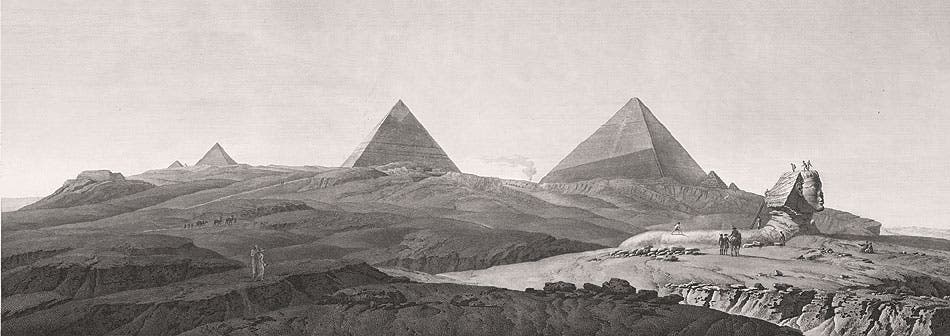 Pyramids and sphinx at Giza from Description de l’Égypte Antiquités, v. 5.