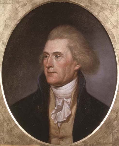Thomas Jefferson, by Charles Willson Peale, oil on canvas, 1791, Independence National Historical Park, Philadelphia (Wikimedia commons)