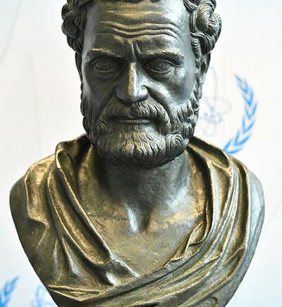 Bust thought to represent Democritus, a copy of an ancient Greek bust, presented by the Greek government to the International Atomic Energy Agency, Vienna, 2020 (flickr.com)