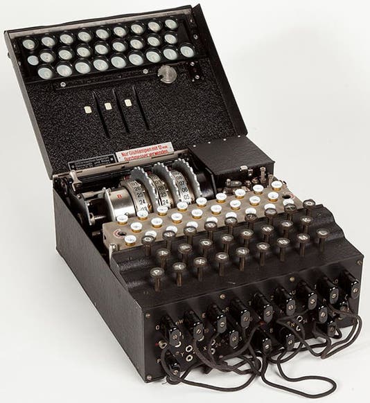 A German Enigma machine on display at the Museum of Science and Technology in Milan (Wikimedia commons)