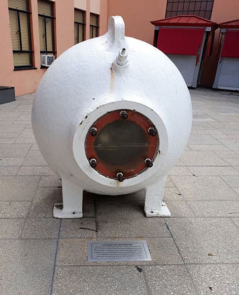 The original Benthoscope, designed and built by Otis Barton, on display at the Los Angeles Maritime Museum (Cindy on Tour at blogspot.com)