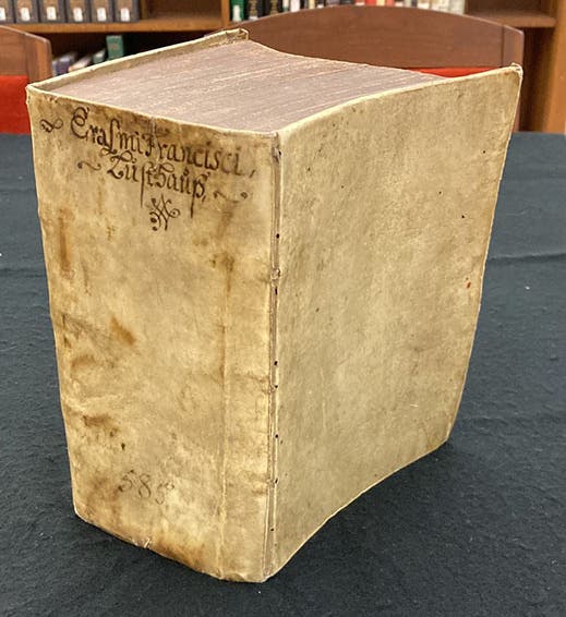 Vellum binding of Das eröffnete Lust-haus, by Erasmus Francisci, 1676 (Linda Hall Library)