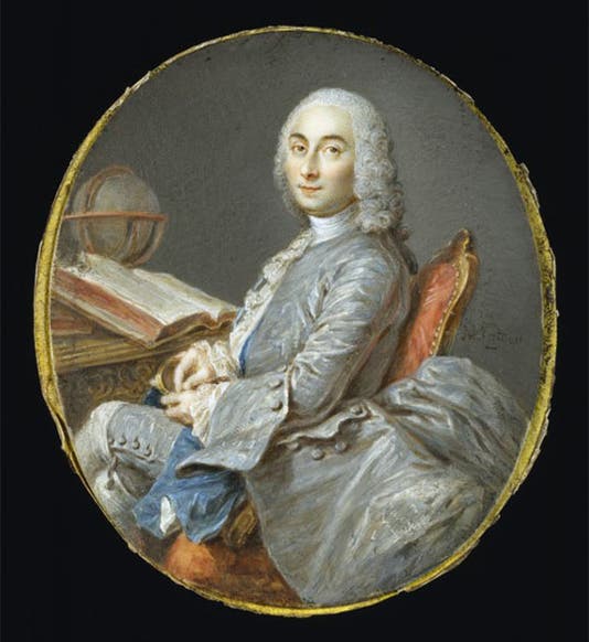 Portrait of César-François Cassini de Thury, miniature, watercolor on ivory, by Jean-Marc Nattier, ca 1750, Walters Art Museum (thewalters.org)