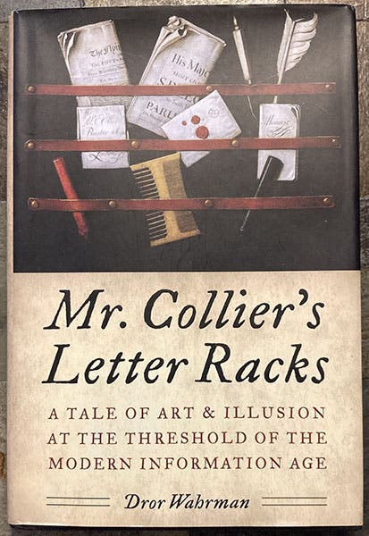 Dust jacket, Mr. Collier’s Letter Racks, by Dror Wahrman, Oxford University Press, 2012 (author’s copy)