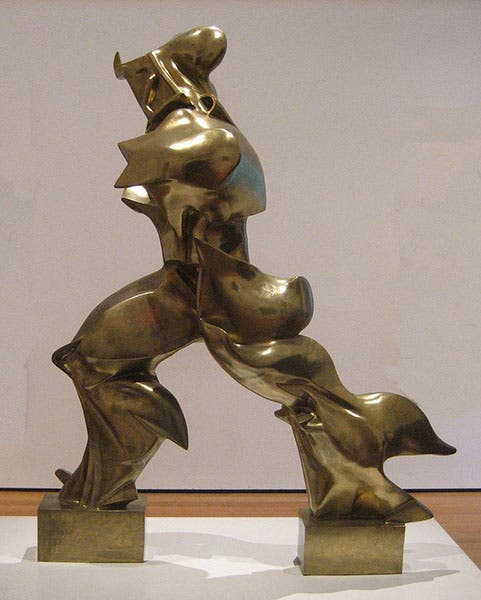 Unique Forms of Continuity in Space, sculpture by Umbeto Boccioni, 1913, cast in bronze, 1831, Museum of Modern Art, New York (Wikimedia commons)
