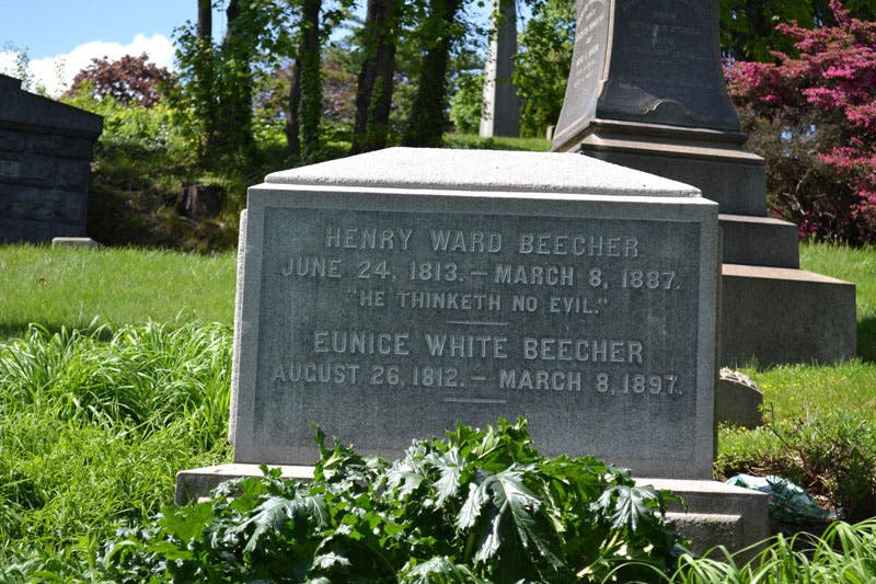 The gravestone of Henry Ward Beecher at Green-wood Cemetery, Brooklyn (findagrave.com)