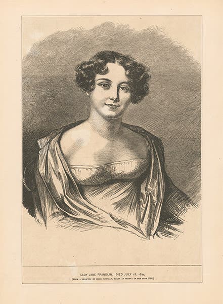 Jane Franklin, sketch by Amelie Romily, print, 1816 (New York Public Library)