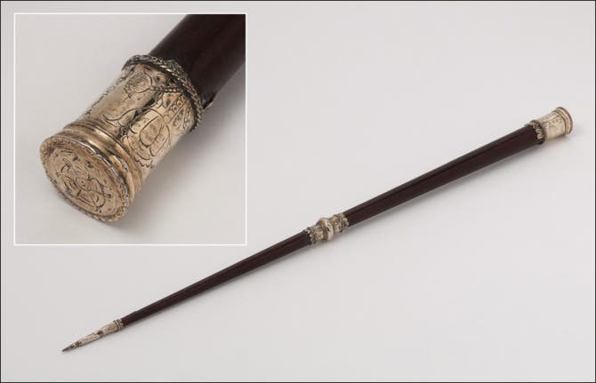 William Harvey’s pointer, made of whalebone and silver, now in the Royal College of Physicians, London, photograph, 2015, by Mike Fear (thelancet.com)