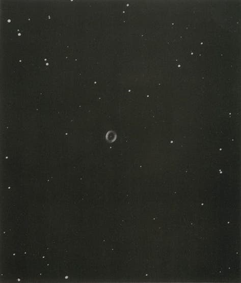 The Ring Nebula in Lyra, M57, collotype, photo taken Sep. 9, 1894, with the 24-inch Grubb reflector at Daramona, 20 min. exposure, in William E. Wilson, <i>Astronomical and Physical Researches</i>, 1900 (Linda Hall Library)
