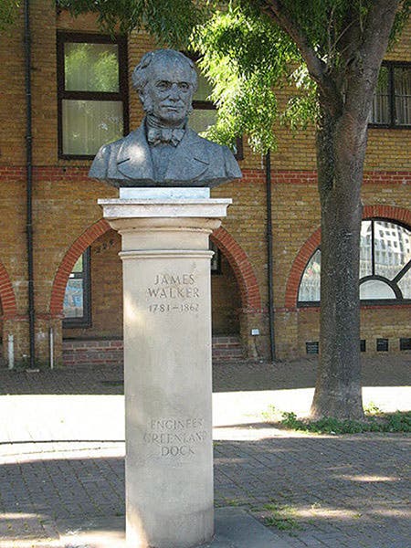 Bust of James Walker on Greenland Dock, London.