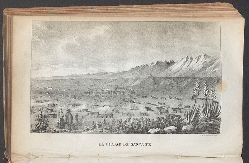 Santa Fe surrounded by a U.S. Army encampment, lithograph from a drawing by James Abert, in W.H. Emory, Notes of a Military Reconnaissance, 1848 (Linda Hall Library)
