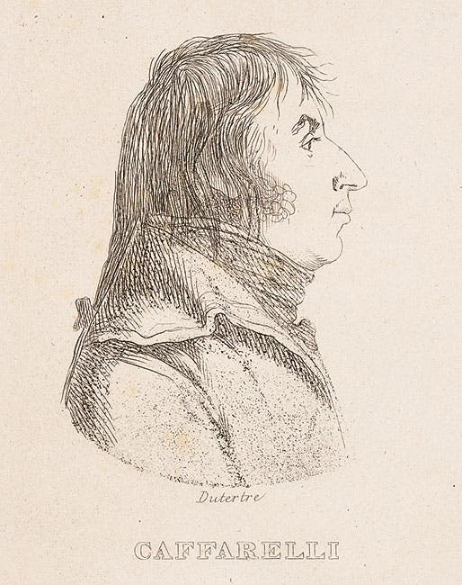Louis-Marie-Joseph-Maximilian Caffarelli du Falga (1756-1799) was commander of the Corps of Engineers and responsible for the procurement of all the expedition equipment and its library.