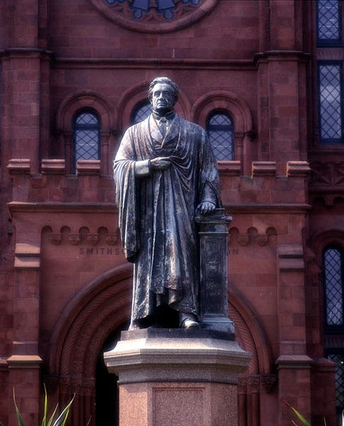 Statue of Joseph Henry, bronze, by William Wetmore Story, outside the old Smithonian Castle, on the Washington Mall (si.edu)