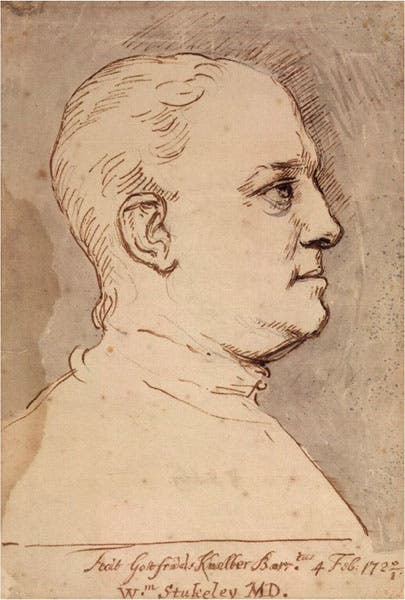 Portrait of William Stukeley, ink wash drawing, by Godfrey Kneller, 1721, National Portrait Gallery, London (npg.org.uk)