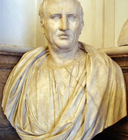 Bust of Cicero, marble, 1st c. C.E., Capitoline Museum, Rome (Wikimedia commons)
