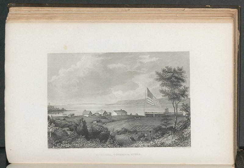 “Astoria, Columbia River,” engraved plate after a drawing by Alfred Agate, in Charles Wilkes, Narrative of the United States Exploring Expedition, 1845 (Linda Hall Library)