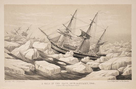 <i>Terror</i> in Antarctic ice pack, engraving, from James Clark Ross, <i>A Voyage of Discovery and Research</i>, 1847 (Linda Hall Library)