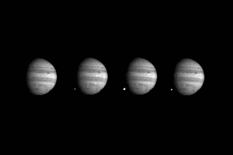 Fragment W of Comet Shoemaker-Levy 9 striking the dark side of Jupiter, four sequential photographs by the Galileo spacecraft, July, 1994 (skyatnightmagazine.com)