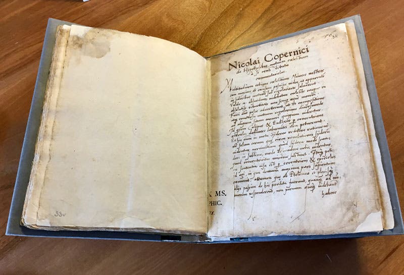 One of three surviving copies of Copernicus’s Commentariolus manuscript (Austrian National Library, photo by Karl Galle)