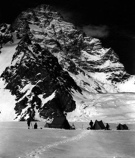 K-2 in the Karakoram range, photograph by Vittorio Sella, silver gelatin print, 1909 (Fondazione Sella, Biella, via telegraph.co.uk)