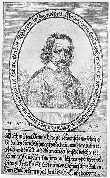 Portrait of Johann Glauber, source and date unknown (Wellcome Collection)