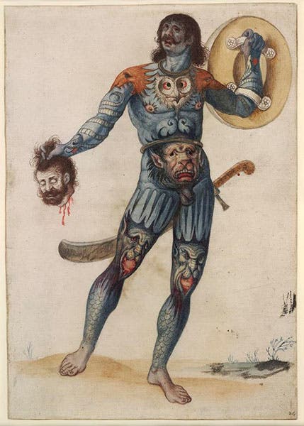A Pict of ancient Britain, watercolor by John White, ca 1593, British Museum (britishmuseum.org)
