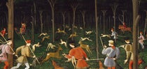 Detail of third image, The Hunt in the Forest, tempera and oil on wood, by Paolo Uccello, ca 1470, Ashmolean Museum, Oxford (ashmolean.org))