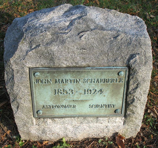 Gravestone of John Martin Schaeberle, Bethlehem Cemetery, Ann Arbor, Michigan (findagrave.com)