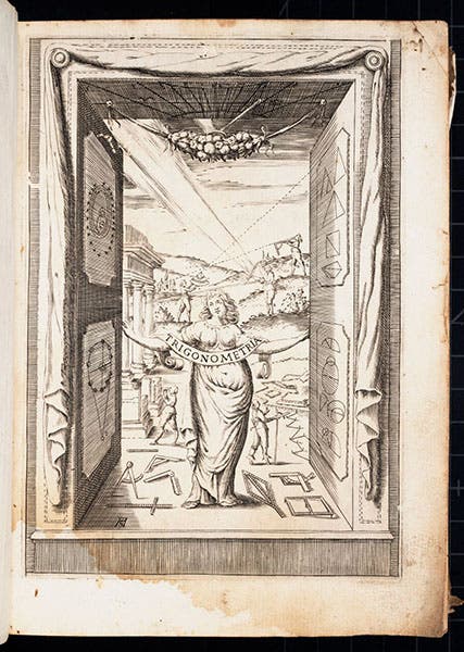 Engraved title page, Trigonometria plana, et sphęrica, linearis, & logarithmica, by Bonaventura Cavalieri, 1643 (Linda Hall Library)