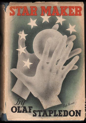 Dust jacket of Star Maker, by Olaf Stapledon, 1937 (James & Mary Laurie, Booksellers)