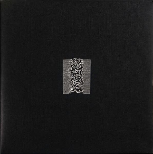 Cover of the record album Unknown Pleasures, by Joy Division, redesigned by Peter Saville from the original graphic by Howard D. Craft, Jr., 1979