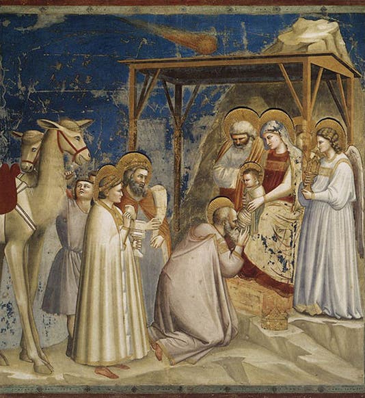 <i>Adoration of the Magi</i>, by Giotto, Scrovegni Chapel, ca 1305; the star of Bethlehem is represented by Comet Halley (wga.hu)