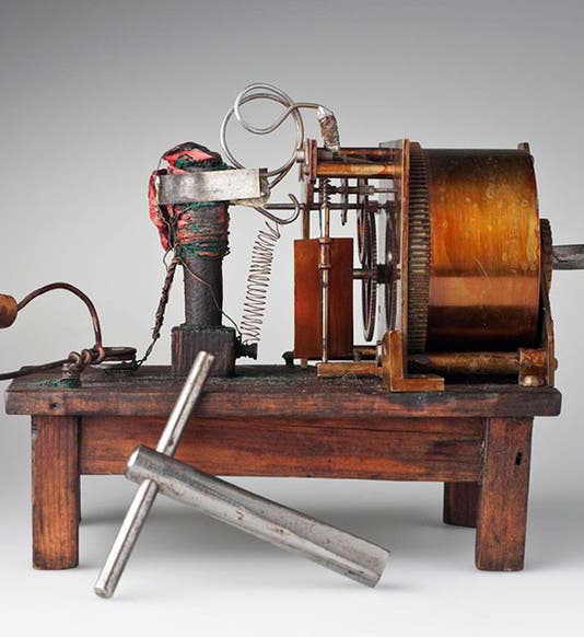 The clockwork interruptor that David Hughes used to generate and detect electromagnetic waves in 1879, rediscovered in 1922 and now on display in the Science Museum, London (sciencemuseumgroup.org.uk)