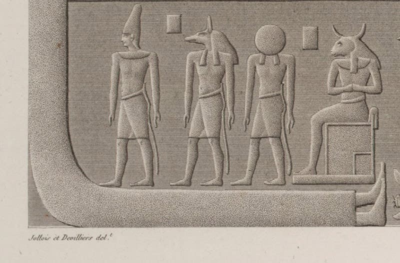 Detail of fourth image, the zodiac at Esna, showing the plate signature: “Jollois et Devilliers delt.” (Linda Hall Library)