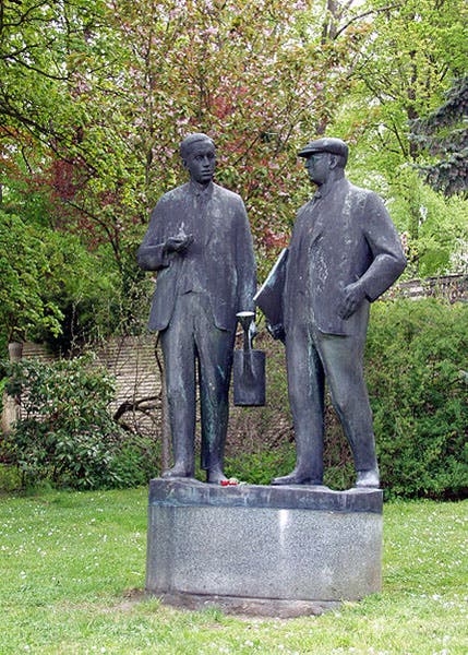Statue of Karel (left) and Josef Čapek, Malé Svatonovice, Czech Republic (Wikimedia Commons)