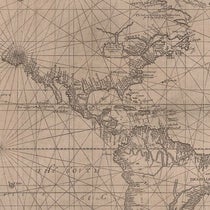 Detail of left sheet of Wright-Molyneux world map, using the Mercator projection, by Edward Wright, 1599, New York Public Library (digitalcollections.nypl.org)
