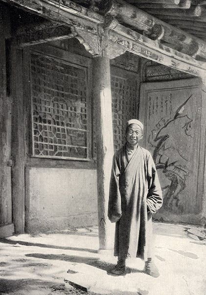 Wang Yuanlu, Taoist priest who discovered the manuscripts in Cave 17 at Mogao, and who sold many of them, including the Diamond Sutra, to Aurel Stein, who took this photograph (Wikimedia commons)