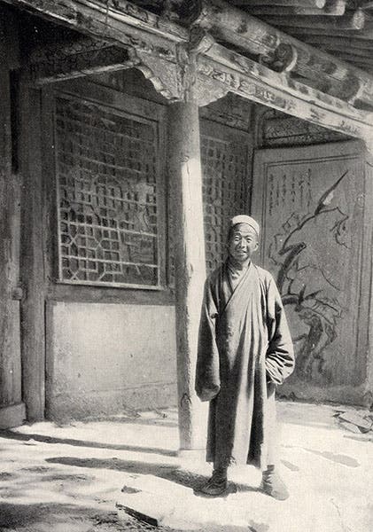 Wang Yuanlu, Taoist priest who discovered the manuscripts in Cave 17 at Mogao, and who sold many of them, including the Diamond Sutra, to Aurel Stein, who took this photograph  (Wikimedia commons)
