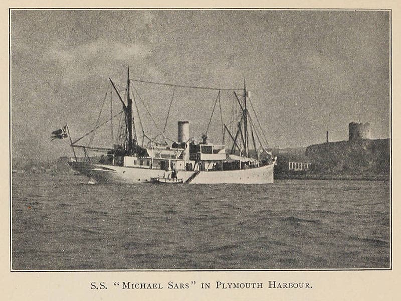 The oceanographic vessel Michael Sars, commanded by Johan Hjork’s on his deep-sea expedition of 1910, from Johan Hjork and John Murray, The Depths of the Ocean, 1912 (Linda Hall Library)